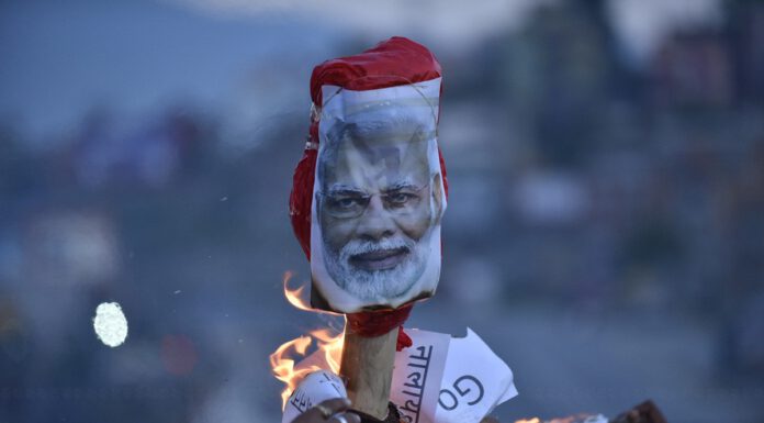 भारतीय प्रधानमन्त्री मोदीको पुत्ला दहन