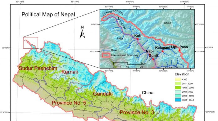 सरकारले जारी गर्याे लिम्पियाधुरासमेत समेटिएको नेपालको नक्सा