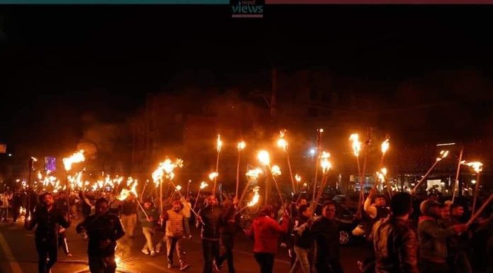 युवा विद्यार्थीद्वारा काठमाडौंमा मशाल जुलुस